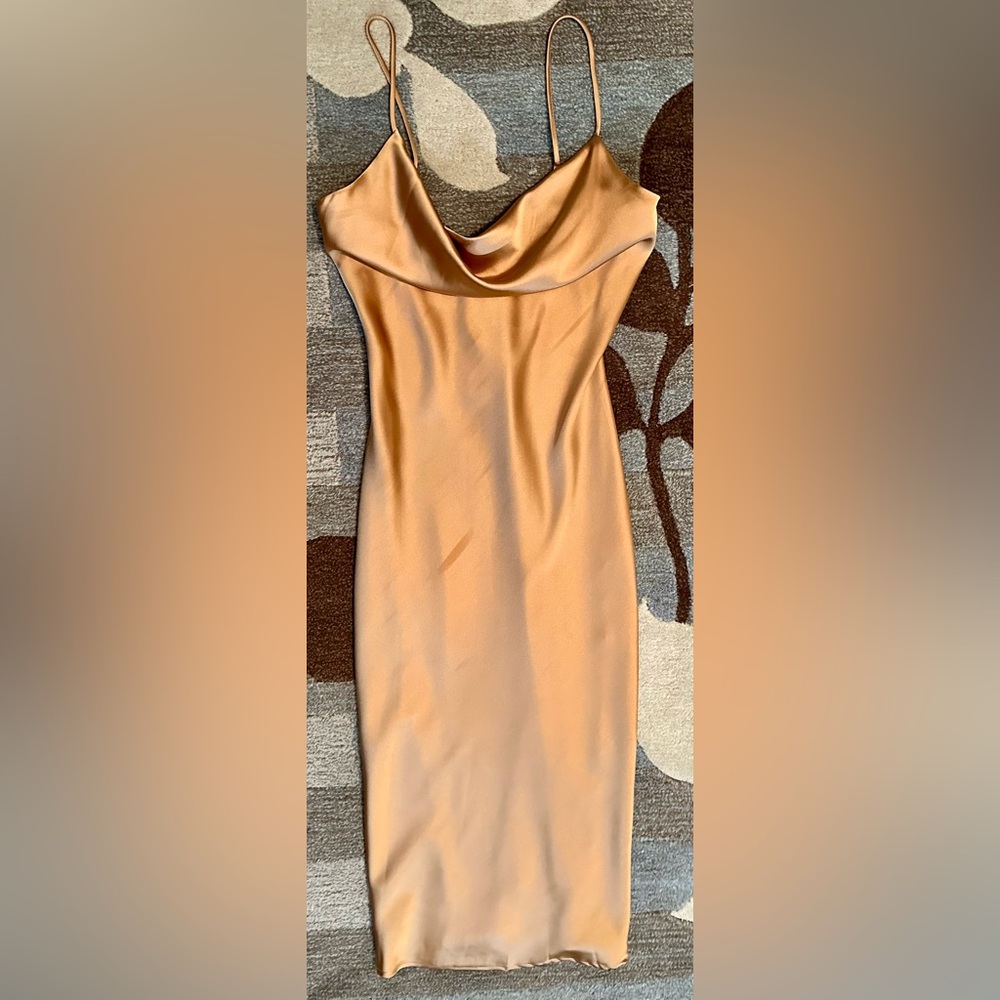 NWT Petal & Pup Cowl Neck Midi Slip Dress in Gold Champagne ZB9 - Picture 3 of 12